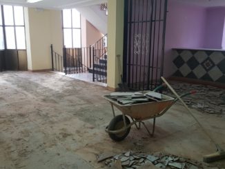 Obras en la primera planta del pabellón polideportivo de Segorbe (2)
