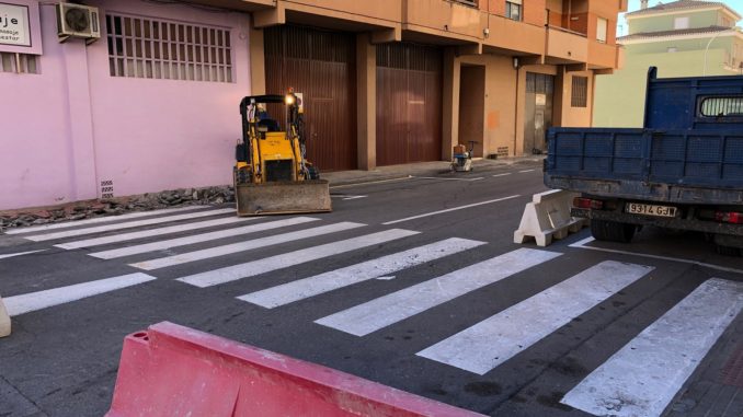 Obras en ejecución en la calle Soneja