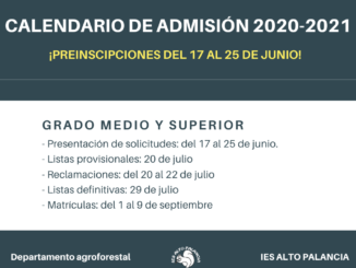 Calendario de admisión 2020/21